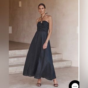 DISSH- FLOW BLACK HALTER MIDI DRESS - 10 / BLACK